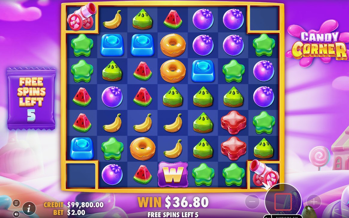 Free Spins round with modifier corners active during a spin