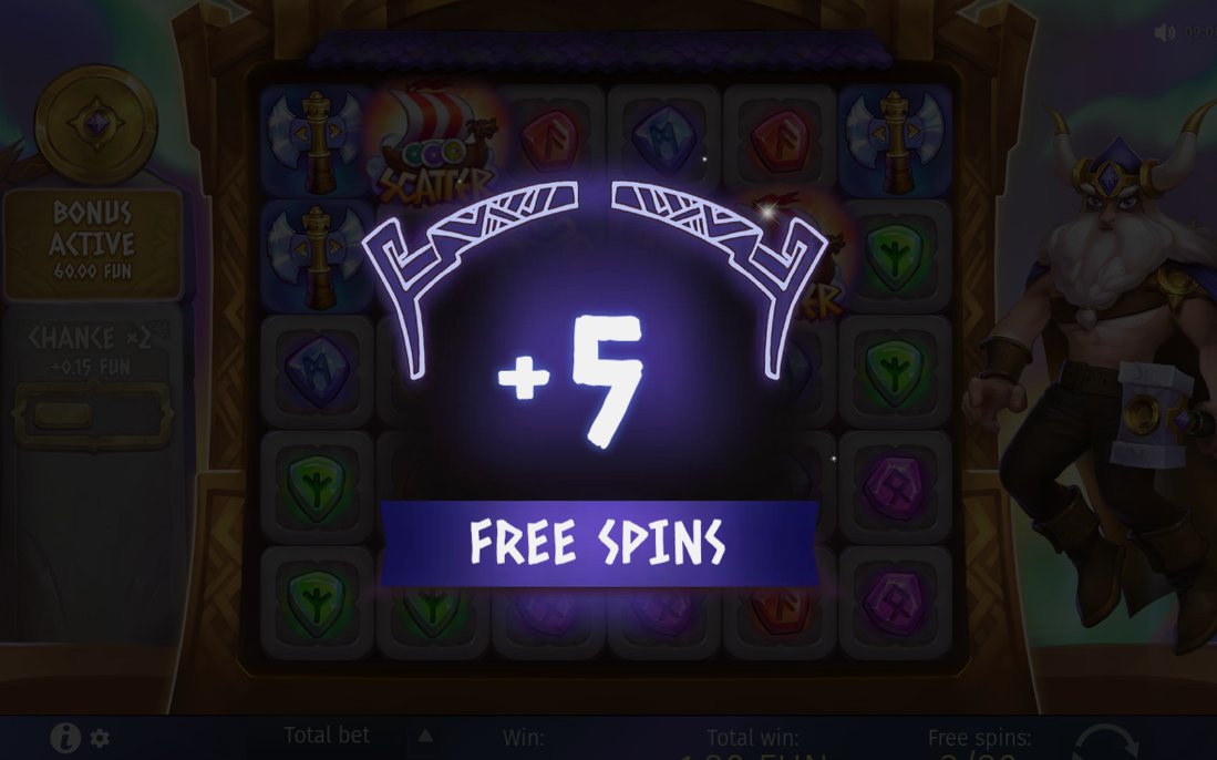 Free Spins with a retrigger adding five more spins