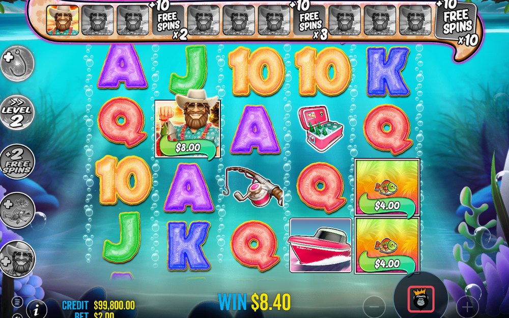 Free Spins round with the Wild collecting fish money