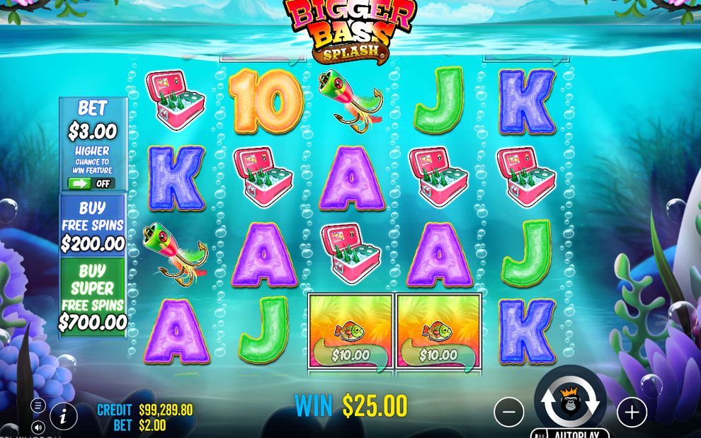 Base Game grid with 12 paylines and Money fish